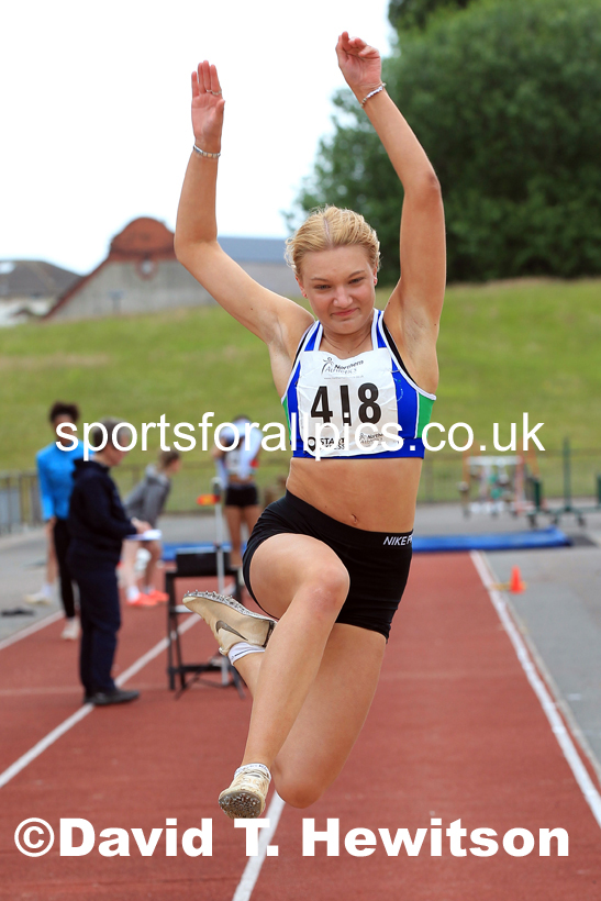 Womens under-20s long jumps, 2022 Northern Senior and Under-20 Champs., Wavertree Athletics Centre, Liverpool. Photo: David T. Hewitson/Sports for All Pics